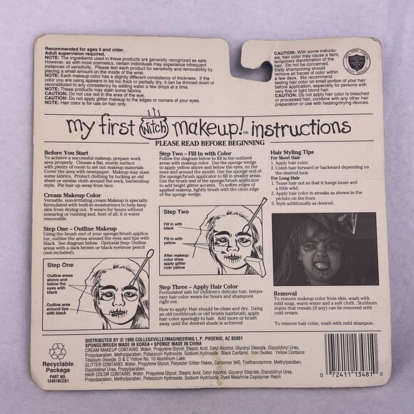 1995 Vintage Halloween Costume My First Witch/Ghost Makeup Hair Imagineering - Picture 4 of 16